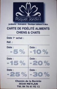 Carte de fidélité Animalerie Paquet Jardin